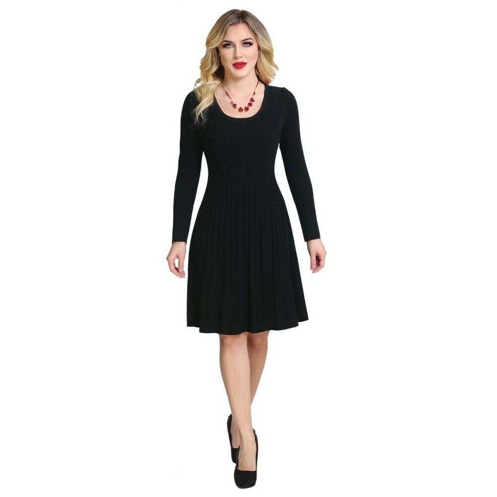 Connected Apparel Sweater Dress Black Long Sleeve Women's Woman's Size Small